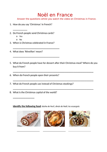 noel en france 1 worksheet