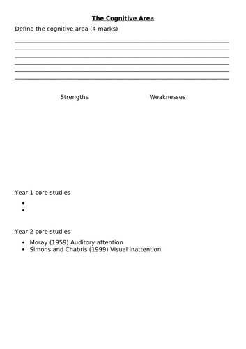 Moray (1959) Auditory attention - PowerPoint and Workbook