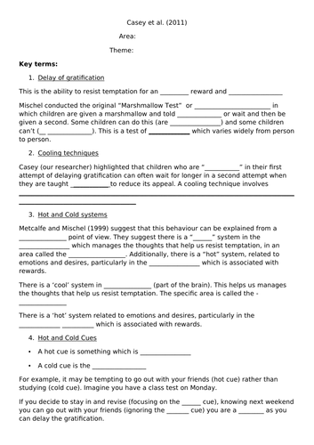 Casey (2011) Delay of gratification - PowerPoint and workbook