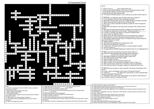 A Christmas Carol Crossword Teaching Resources