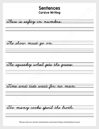 Cursive Writing with Long Sentences-Exercise 9 | Teaching Resources