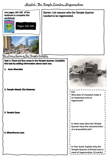 Bristol Temple Quarter Regeneration Work Booklet AQA GCSE Geography 