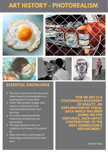 Art History Sheets - Op Art, Photorealism & Suprematism | Teaching ...