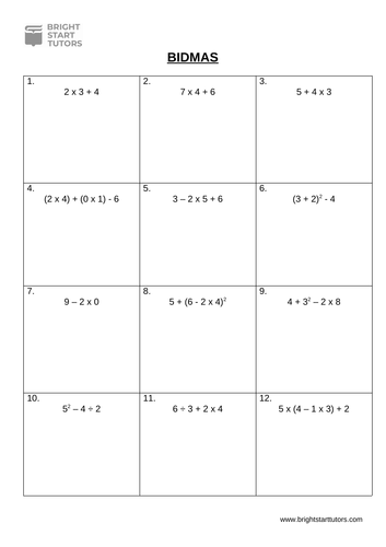 BIDMAS (Order of Operations) | Teaching Resources