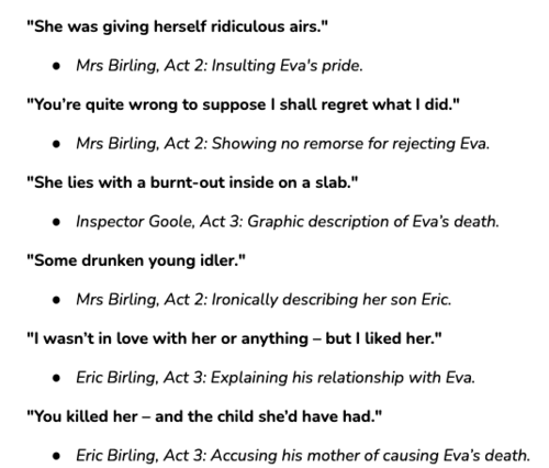 40 Key Quotes + 11 Stage Directions - An Inspector Calls | Teaching