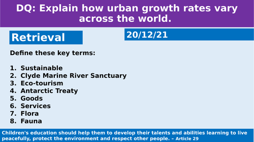 URBAN FUTURES - OCR B GEOGRAPHY SCHEME OF WORK