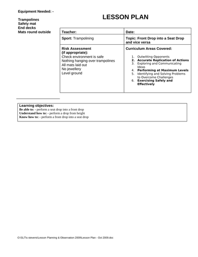 Trampolining Lesson Plans x35 (Year 7 to Year 9) | Teaching Resources