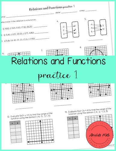 Relations and Functions Practice 1 | Teaching Resources
