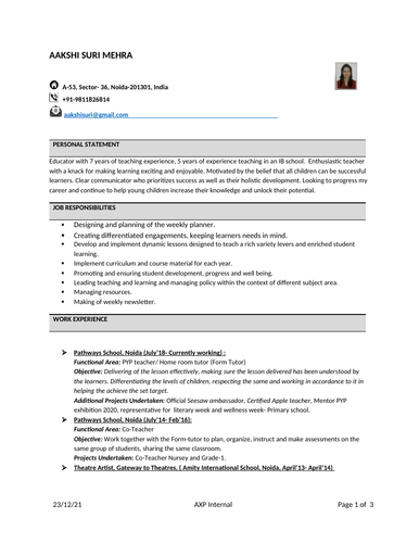 Primary PYP Homeroom Teacher Teaching Resources