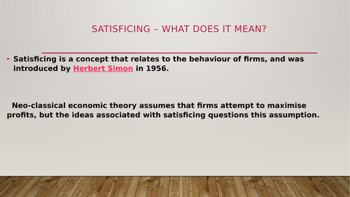 What Is Satisficing In Economics Teaching Resources