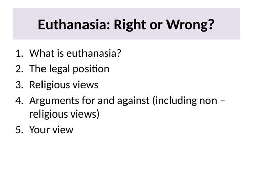 GCSE RE Euthanasia lesson | Teaching Resources