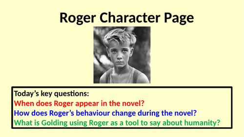 Grade 9 Lord of the Flies response on Roger | Teaching Resources
