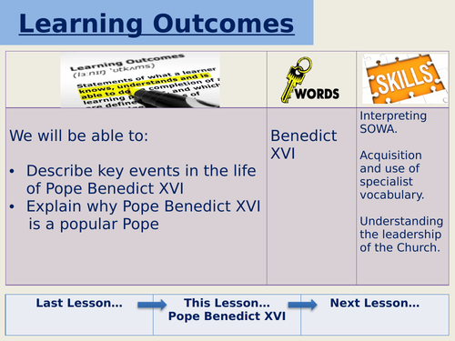 RE religion x 2 lessons Pope John Paul II and Benedict XVI Catholic ...