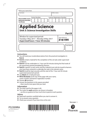 btec applied science level 3 unit 2 assignment briefs