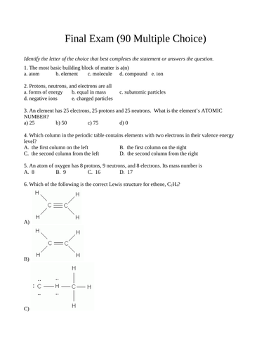 Multiple Choice FINAL EXAM GRADE 10 SCIENCE Final Exam WITH ANSWERS #1