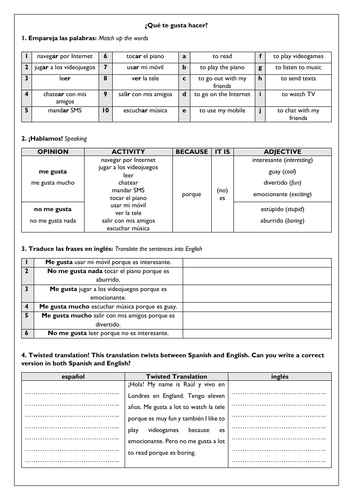 Viva 1 Hobbies & Free time - Mi tiempo libre  (9 Worksheets) Spanish KS3