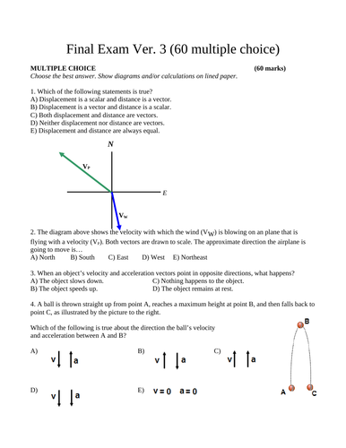 60 Multiple Choice FINAL EXAM PHYSICS Grade 11 Final Examination WITH ANSWERS #3