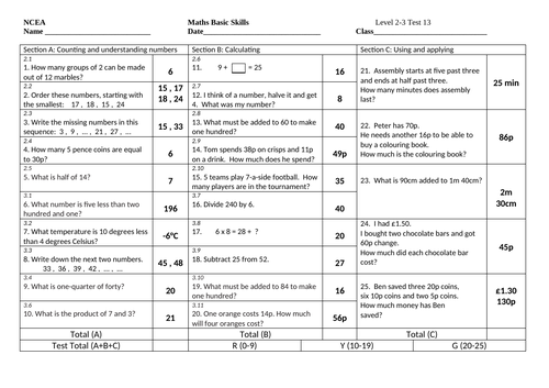 Old Style Level 2-3 Quick Maths Sheets. 