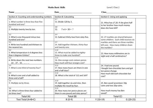 Old style level 3 quick maths questions. | Teaching Resources