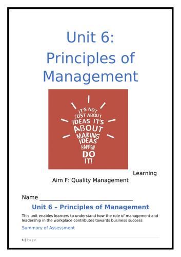 BTEC Business - Unit 6: Principles of Management (BTEC NEW ...