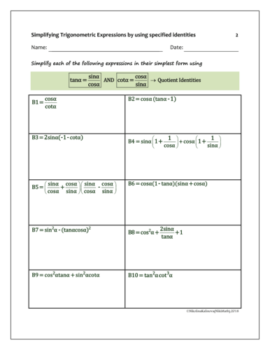 Simplifying Trig Expressions by SPECIFIED trig identities (typed ...