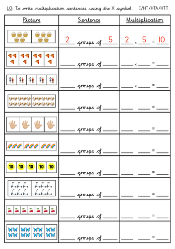 year2 multiplication worksheets bundle teaching resources