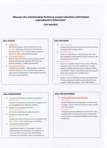 A LEVEL PSYCHOLOGY - RELATIONSHIPS 16 MARK ESSAY PLANS (AQA) | Teaching ...