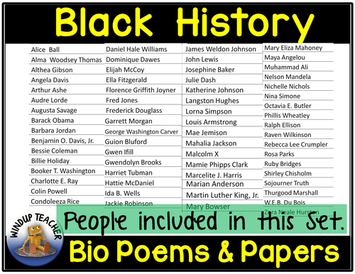 Black History Month Biography Poem and Papers | Teaching Resources