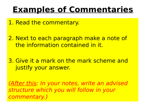 commentary for english language coursework