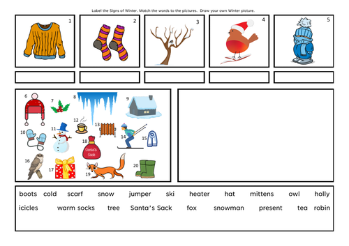 Signs of Winter Activity Sheets