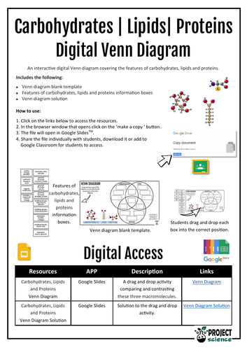 Carbohydrates, Lipids and Proteins Digital Venn Diagram - Distance ...
