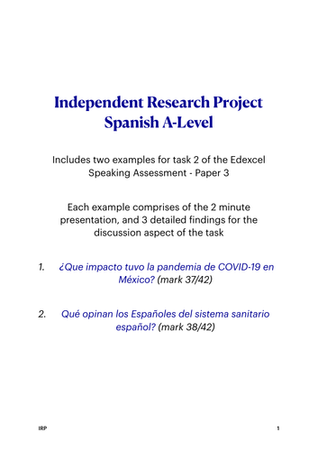 spanish independent research project ideas