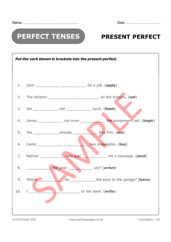 Participles and Compound Tenses | Teaching Resources