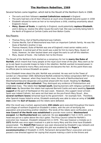 L2: SML (2023 HE AQA) - Northern Rebellion and the role of Mary, Queen of Scots