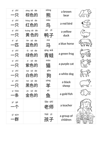 Mandarin Chinese Brown Bear story flash b+w | Teaching Resources