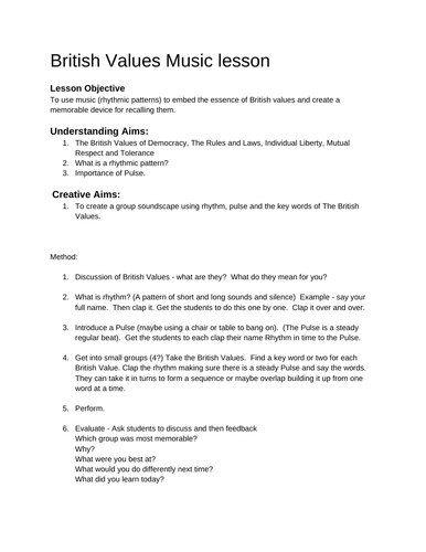 British Values Music lesson | Teaching Resources