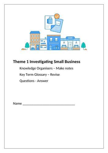 Edexcel Business GCSE Revision Pack Theme 1 (Knowledge Organisers ...