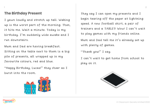 Year 2 Reading Skills - The Birthday Present | Teaching Resources