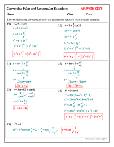 Polar and rectangular outlet forms of equations worksheet