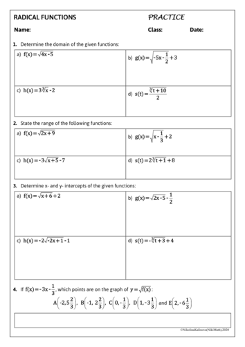 Radical Functions - Practice (40 various and challenging problems ...