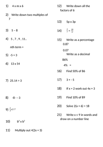 Aiming for a Grade 1 GCSE Maths- revision/recall mix questions ...