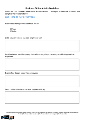 assignment worksheet 03.1 ethics and the role of business