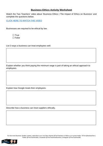 Work Ethics Activities Worksheets