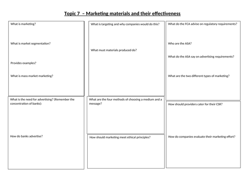LIBF DipFS Unit 4 Topic 7 - Marketing Materials and their Effectiveness