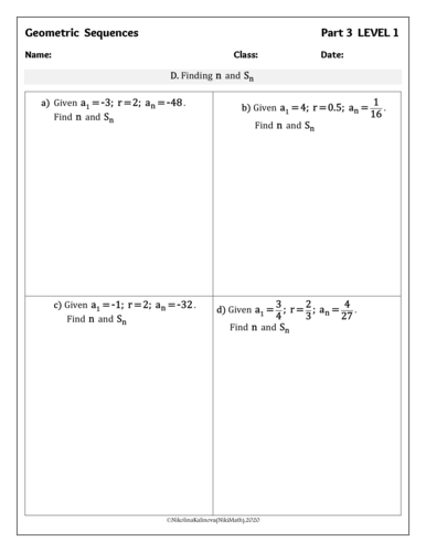 Geometric Sequences & Series -Practice (70 classified problems ...