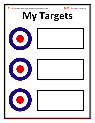 MY TARGETS SHEET | Teaching Resources