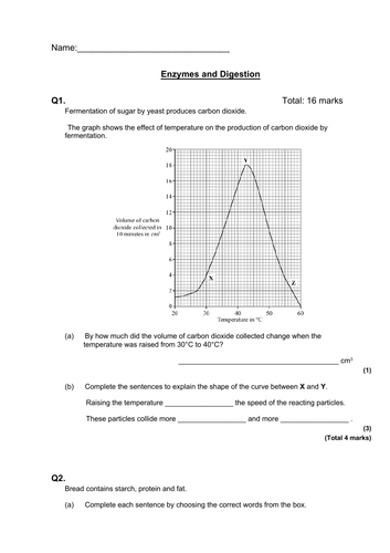 GCSE 4.2.2.1 human digestive system AQA & Enzymes | Teaching Resources