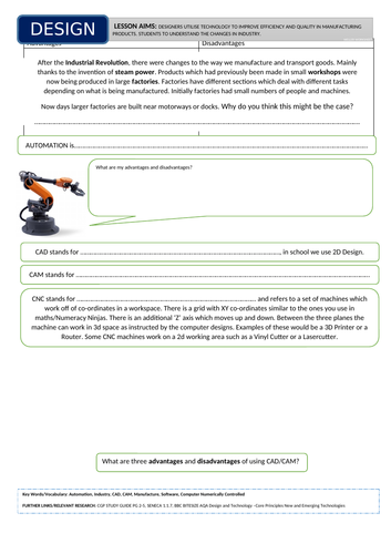 COVER LESSONS KS4 Design and Technology GCSE Worksheet Pack: CORE ...