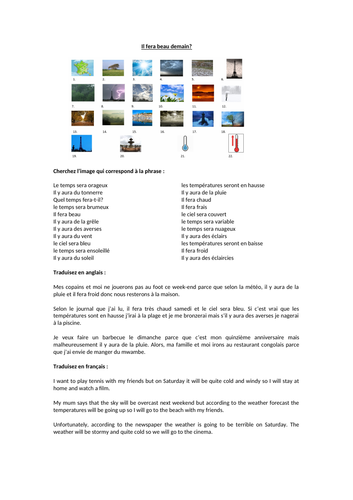 AQA/EDEXCEL Studio GCSE French (Higher) – Module 4 – Il fera beau ...