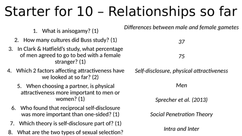 Relationships Aqa Psychology Set Of Lessons Teaching Resources